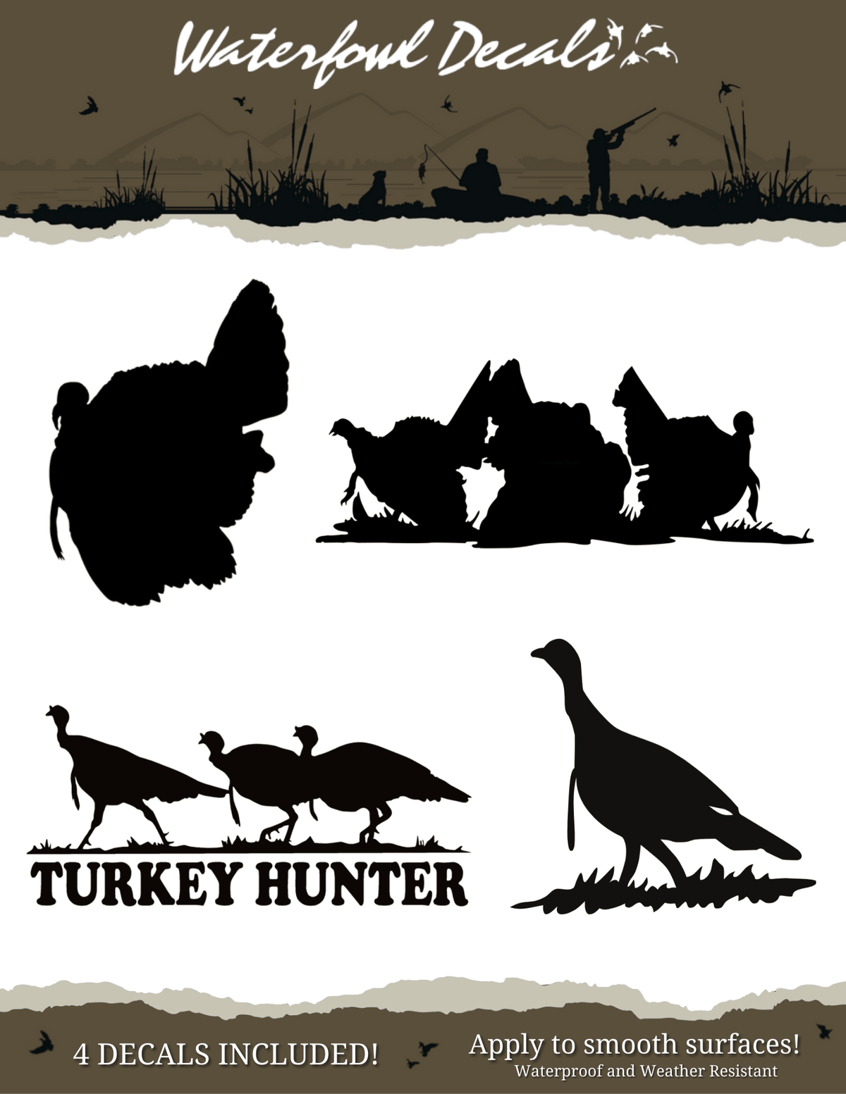 Waterfowl Decals Ultimate 5pc Turkey Decals - SNOODBANGER customs