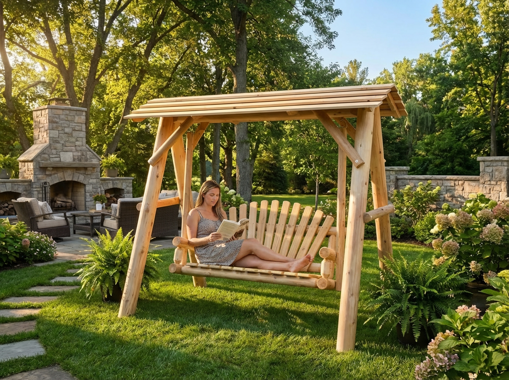 Wooden Porch Swing with Canopy - SNOODBANGER customs