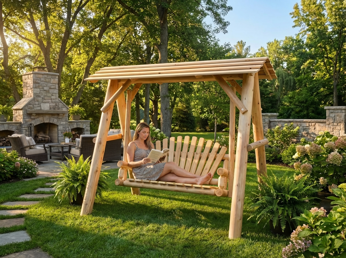 Wooden Porch Swing with Canopy - SNOODBANGER customs