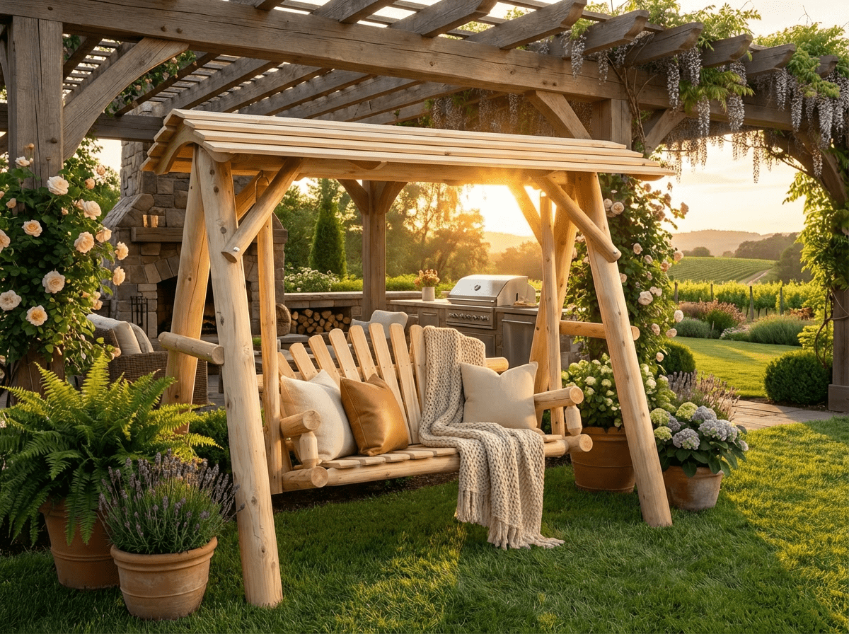 Wooden Porch Swing with Canopy - SNOODBANGER customs