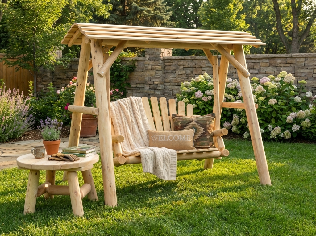 Wooden Porch Swing with Canopy - SNOODBANGER customs