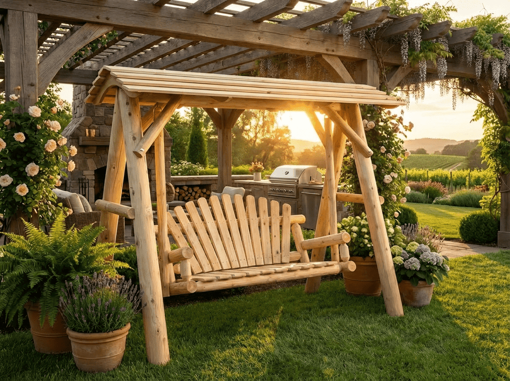 Wooden Porch Swing with Canopy - SNOODBANGER customs