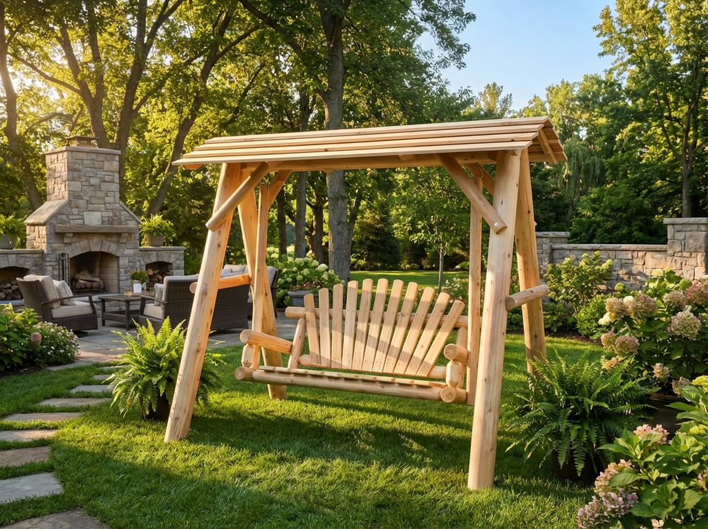 Wooden Porch Swing with Canopy - SNOODBANGER customs