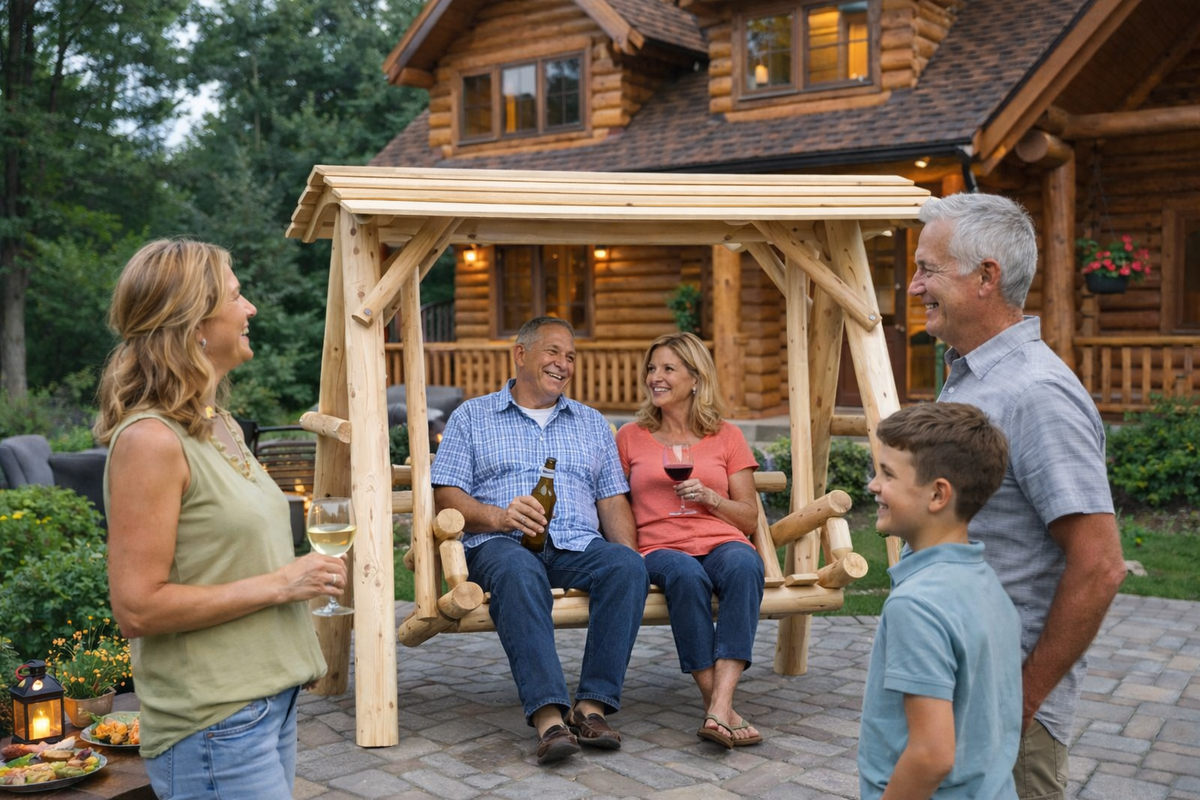 Wooden Porch Swing with Canopy - SNOODBANGER customs