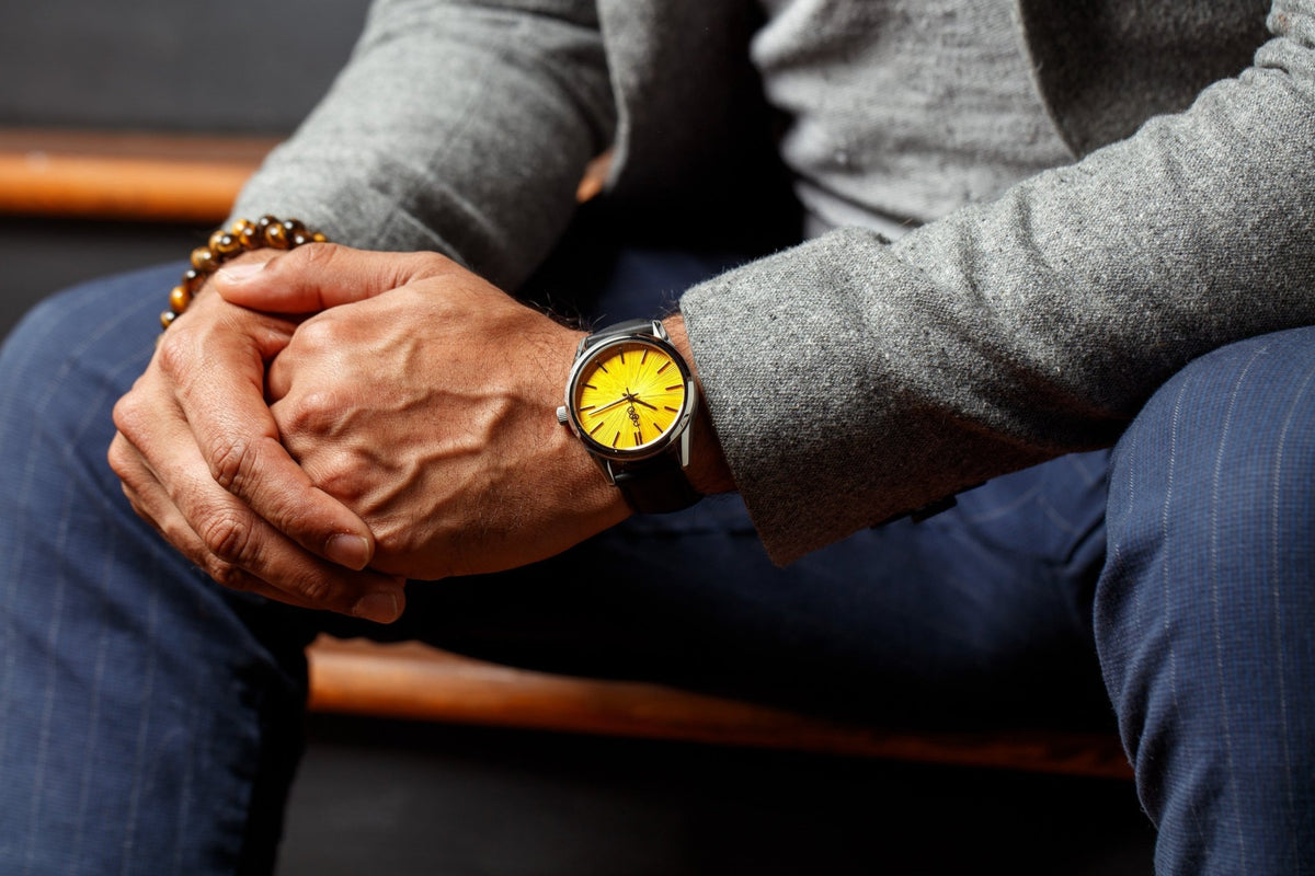 Yellow Sunburst Watch - SNOODBANGER customs